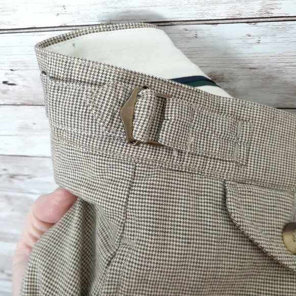 Vintage Tommy Hilfiger Golf Pants 36x34 Pleated Waist Adj Beige Houndstooth 69 - Picture 3 of 6